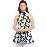 Elegore Women Blue Printed Peplum Top