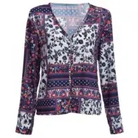 Vintage V-neck Printed Blouse