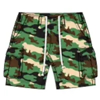 Green camo adventure cargo shorts