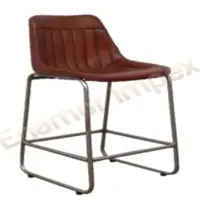 Bar Chair With Iron Frame And Leather Finish
