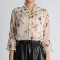Ruffle Neck Flower Blouse
