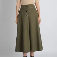 Button Flare Long Skirt