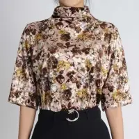 Flower Print Velvet Top