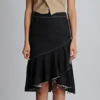 Asymmetric Flare Denim Skirt