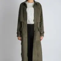 Suede Long Trench Coat
