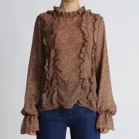 High Neck Ruffle Blouse