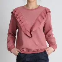 V Line Ruffle Sweatshirt