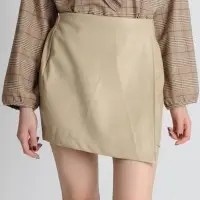 Artificial Leather Wrap Skirt