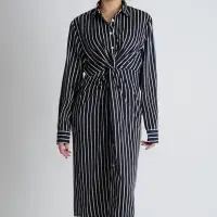 Twist Stripe Shirt Dress