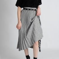 Accordion Skirt & Hole Stud Belt