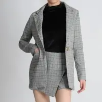 Big Gold Button Check Jacket Set