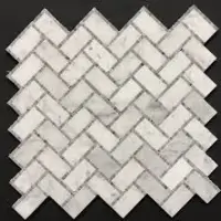 Carrara Marble Stone Mosaic Tile With Mesh
