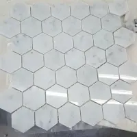White Marble Floor Water Jet Mosaic Tile