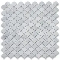 Fish Scale White Marble Mosaic Tile