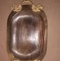 Wooden Tray With Brass Handles