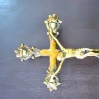 Brass Statue Of Holy Jesus With Cross