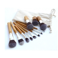 11pcs Bamboo Handle Makeup Brush Set