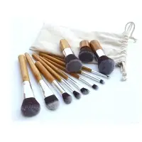 11pcs Bamboo Handle Makeup Brush Set