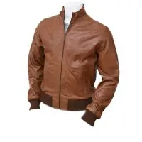 Brown Leather Bomber Jacket