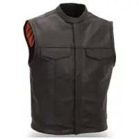 Men's Black Leather Motorcycle Vest