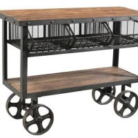 Iron Wooden 3 Basket Trolly