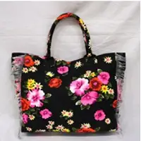 Canvas Floral Printed Beach Bag