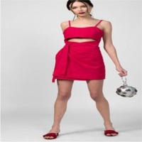 Magenta Corduroy Solid Dress Short