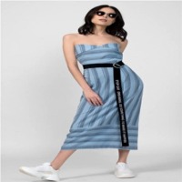 Pastel Blue Yarn Dyed Tube Dress