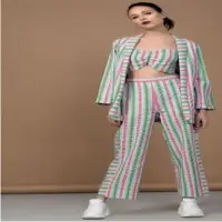 Multi Color Striped Crushed Cotton Co-ord
