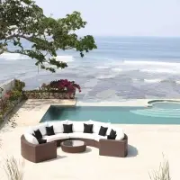 Poly Rattan Wicker Outdoor Round Garden Sofa Set