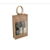 Three Bottle Jute Bag With Window