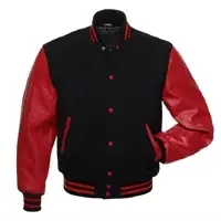 Varsity Letterman Black Wool Body Leather