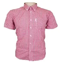 Pink Checks Short Sleeves Office Shirts Men,s