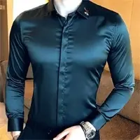 Custom Shiny Silky Satin Mens Silk Shirt