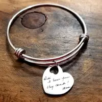 Customised Brass Letter Etched Charm Bracelets