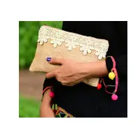 Jute / Burlap Alluring Clutch / Make Up Pouch