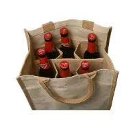 Jute / Burlap Six Bottle Wine Bag