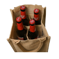 Jute / Burlap Four Bottle Wine Bag