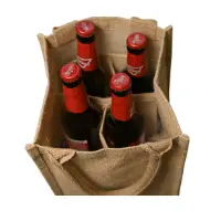 Jute / Burlap Four Bottle Wine Bag