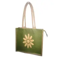 Flower Design Jute Bag