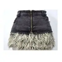 Fashion fur and jeans ladies skirts