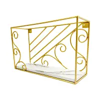 Gold Javanese Ornament Square Metal Wall Shelf 2