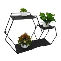 Double Hexagon Metal Wall Shelf, Floating Shelf