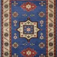 Hand Knotted Kazak Silk & Wool Area Rug