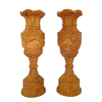 Wooden Flower Pot With Carving