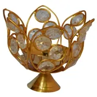 Brass Lotus Crystal Bowl Diya