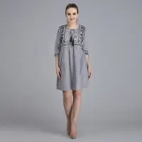 Women Cotton Embroidered Dress