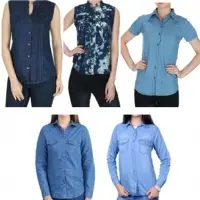 Ladies Denim Top Or Shirts Cut Sleeve