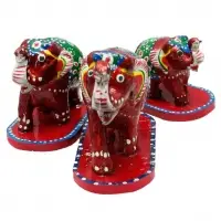 Paper Mache Pair of 3 Elephant Home Decorative