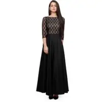 Designer Black And White Gown (Long  Dress)